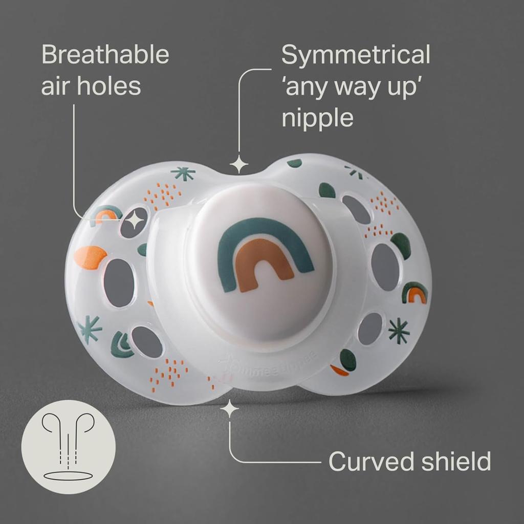 Tommee Tippee Nighttime Dummies, 18-36 months, 6 pack of glow in the dark Dummiess with symmetrical silicone baglet