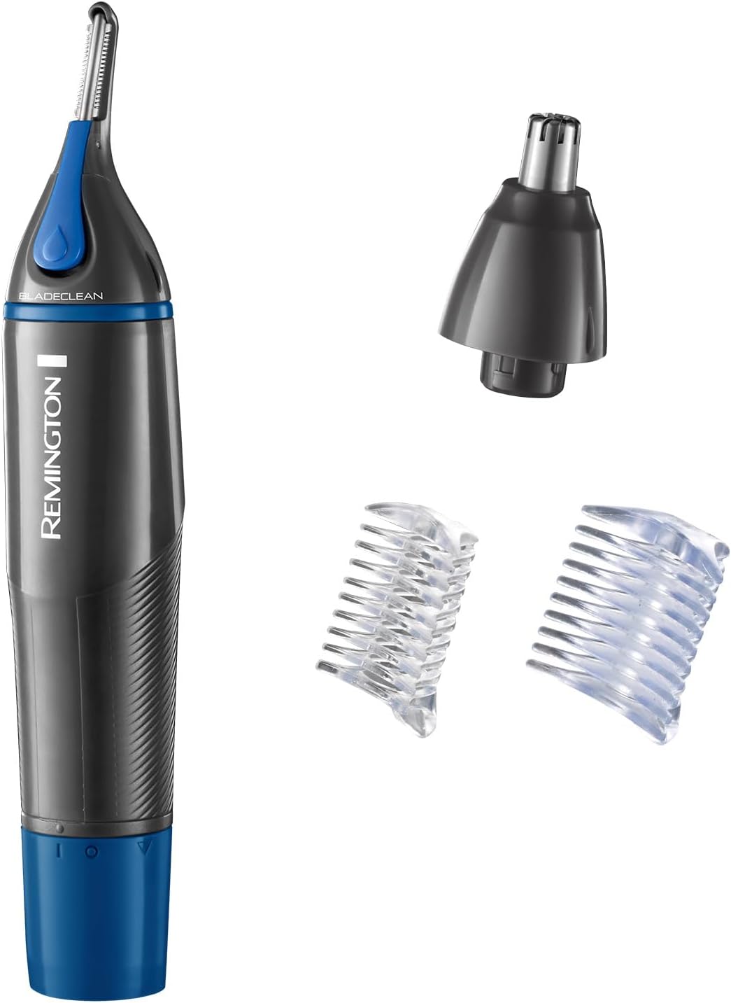 Remington Hair Trimmer for Men, Nose, Ear, & Eyebrow Hair Clipper, Rotary Trimmer, Two Comb Attachments, Waterproof, Battery Operated, Cordless - NE3850