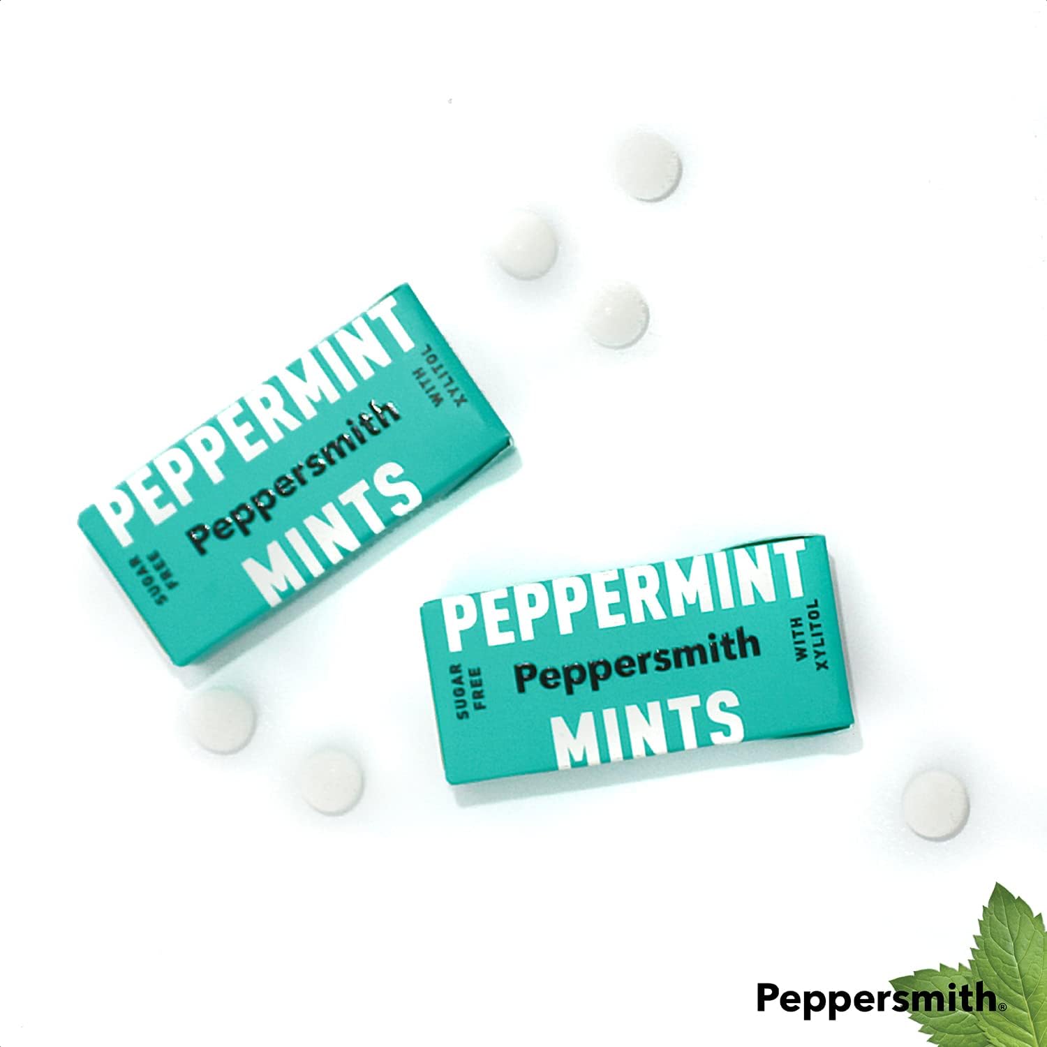 Peppersmith - British Peppermint Mints - 100% Plant Based Xylitol - Breath Freshener - Sugar Free Mints - Benefits Oral Health - Pocket Packs - 12x15g Brand: Peppersmith