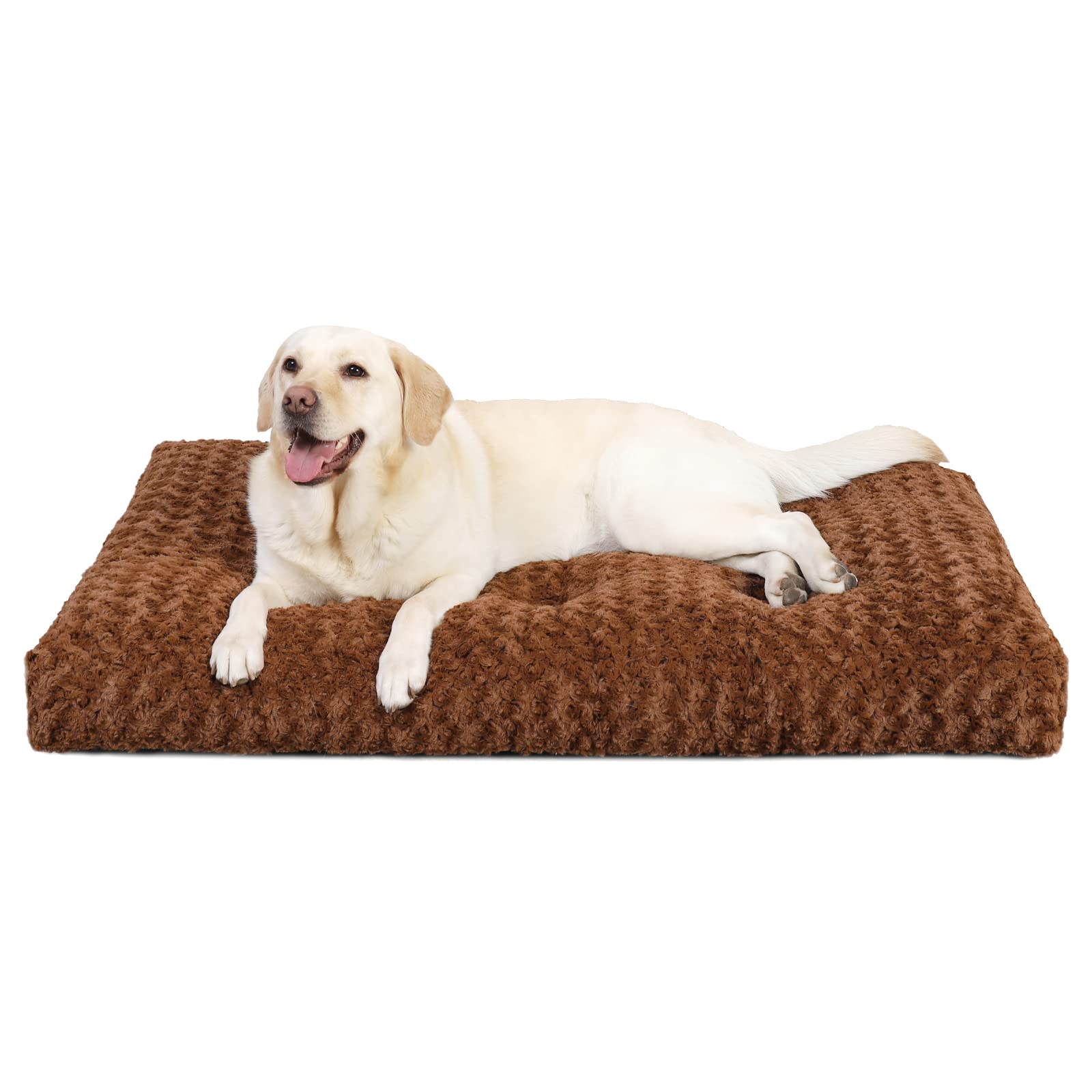 KSIIA Extra Large Dog Bed Washable, XL Calming Crate Mattress with Non Skid Bottom, Fluffy Anti Anxiety Dog Beds, Pet Pillow Cushion, Dark Grey, 105x70x9cm