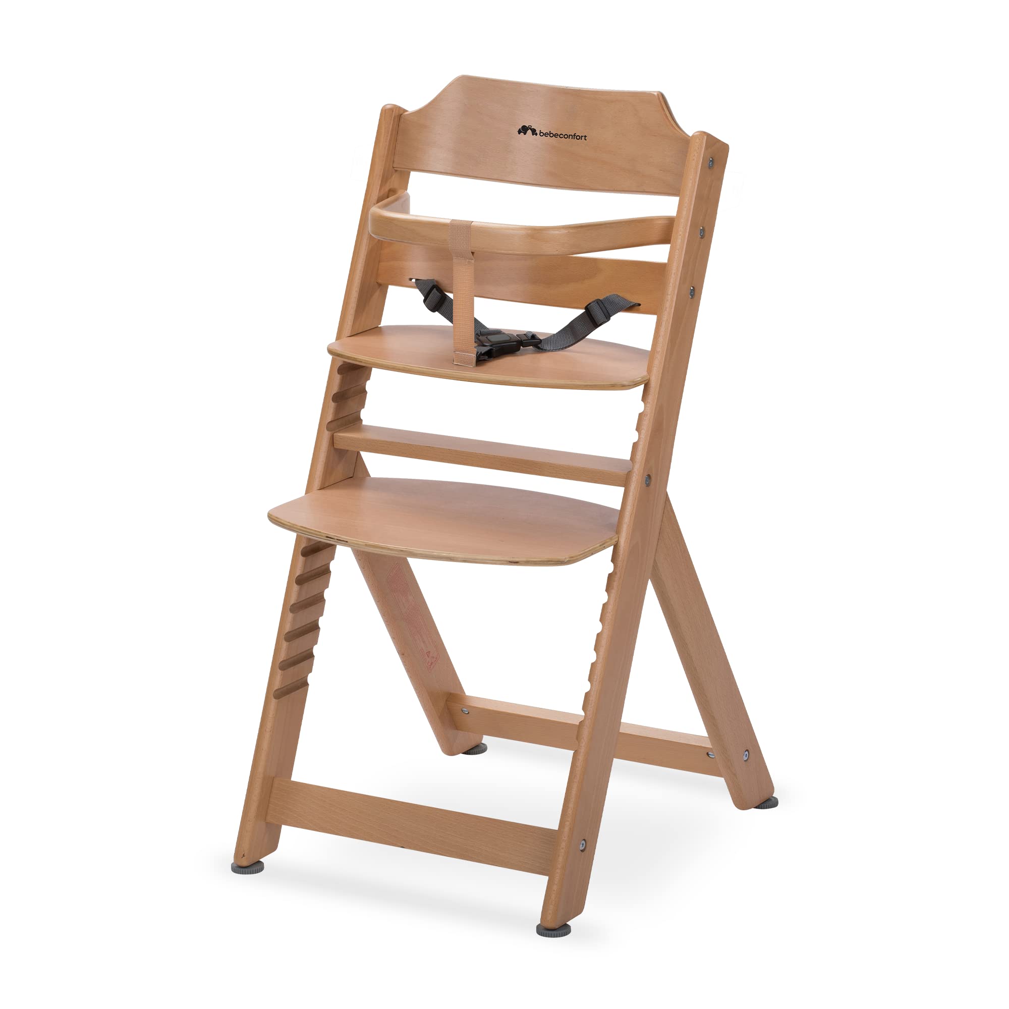 Bebeconfort Timba Evolutive Wooden High Chair, 6 Months-99 Years, Up to 110 kg, Baby High Chair, Removable Tray, Adjustable Seat & Footrest, 3-point Safety Harness, Fits Timba Baby, Natural Wood