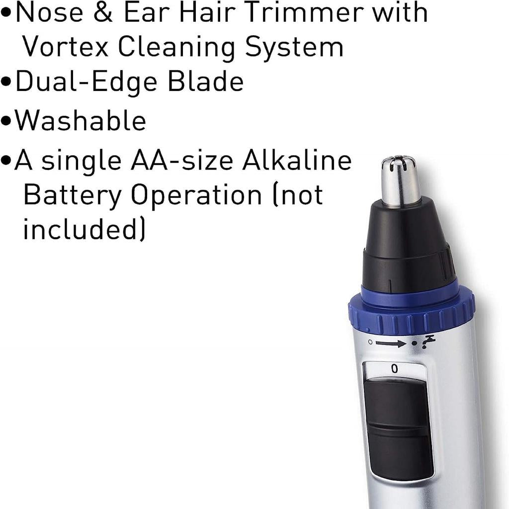 Panasonic ER-GN30 Wet & Dry Electric Facial Hair Ear and Nose Hair Trimmer for Men, Battery-Powered with 90 min operation, Black