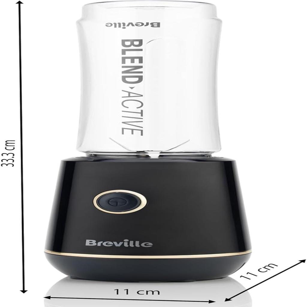 Breville Blend Active Personal Blender & Smoothie Maker | 350W | 1 Portable Blend Active Bottle (600ml) | Leak Proof Lid | Black & Gold [VBL251]