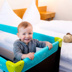 Travel Cot 120 x 60 cm from Birth to 15 kg, 3-Part Travel Bed with Folding Mattress and Carry Bag, Tilt-Resistant, Waterblue
