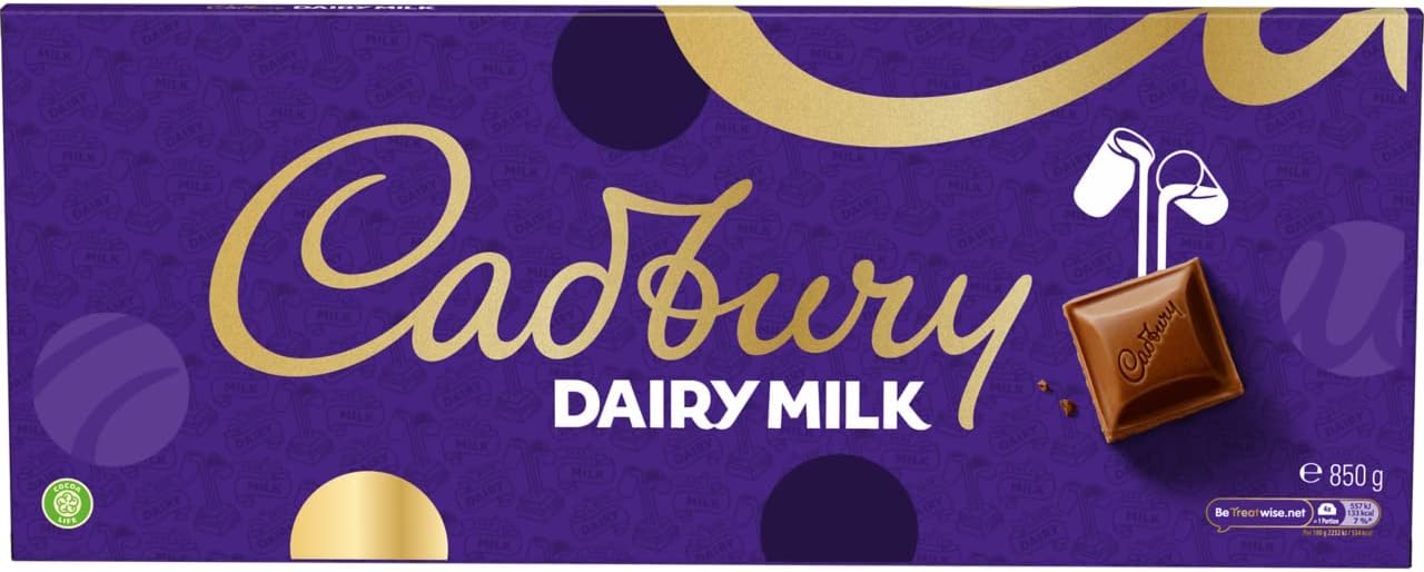 Cadbury Dairy Milk Chocolate Gift Bar, The Classic Creamy Taste, Perfect for Sharing, Extra-Large, 850 g (Pack of 1)
