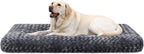 KSIIA Extra Large Dog Bed Washable, XL Calming Crate Mattress with Non Skid Bottom, Fluffy Anti Anxiety Dog Beds, Pet Pillow Cushion, Dark Grey, 105x70x9cm