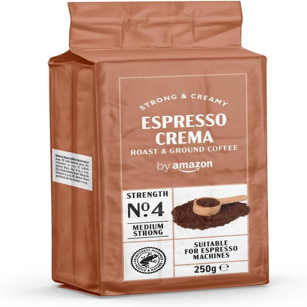 Ground Coffee Espresso Crema, Medium Roast, 250 g, Pack of 4 - Rainforest Alliance Certified