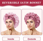 ACWOO Satin Bonnet, Double-Sided Silk Bonnet Hair Wrap for Sleeping, Night Hair Sleep Cap with Elastic Band, Hair Care Head Cover Hat for Women Girls Long, Straight, Curly Hair
