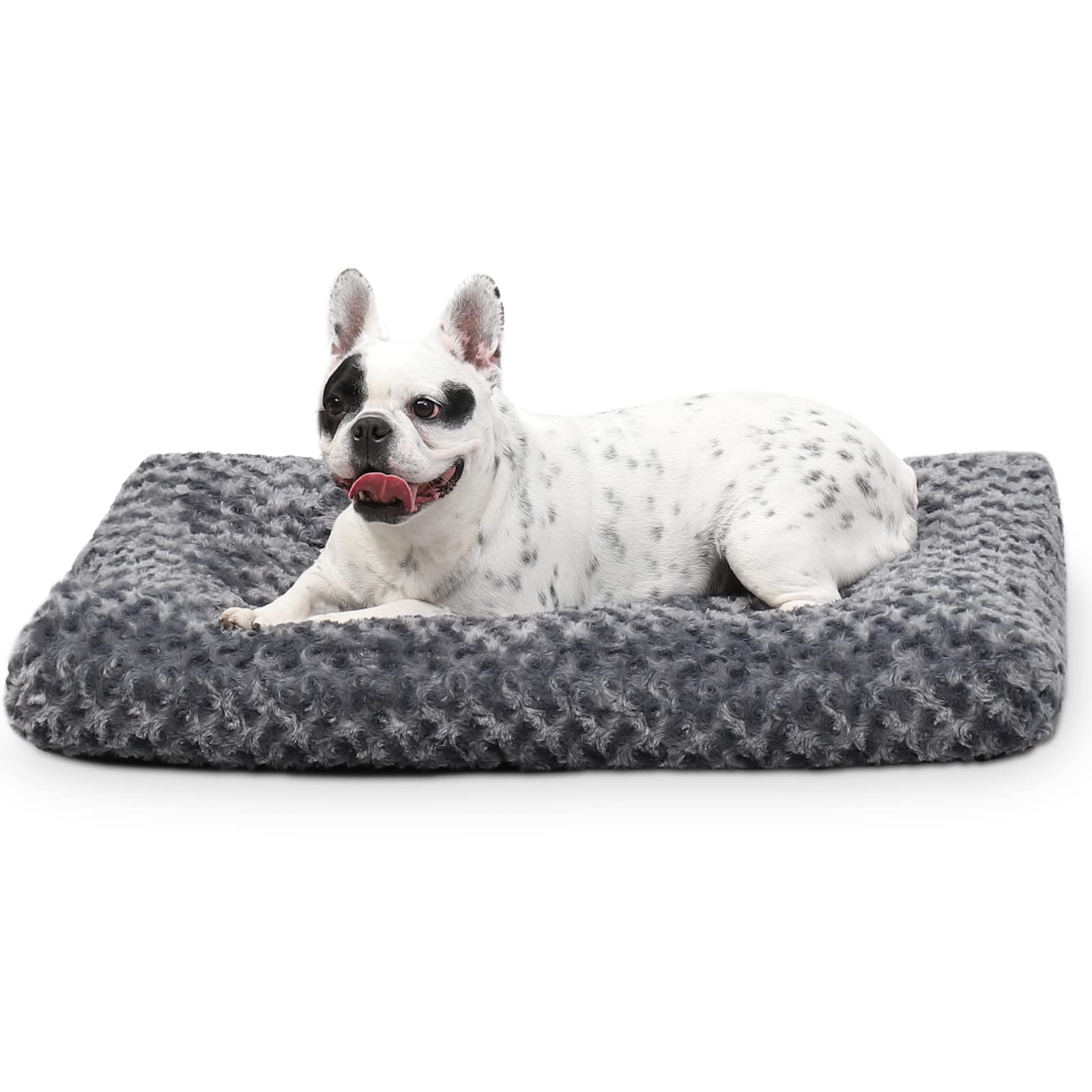 KSIIA Extra Large Dog Bed Washable, XL Calming Crate Mattress with Non Skid Bottom, Fluffy Anti Anxiety Dog Beds, Pet Pillow Cushion, Dark Grey, 105x70x9cm