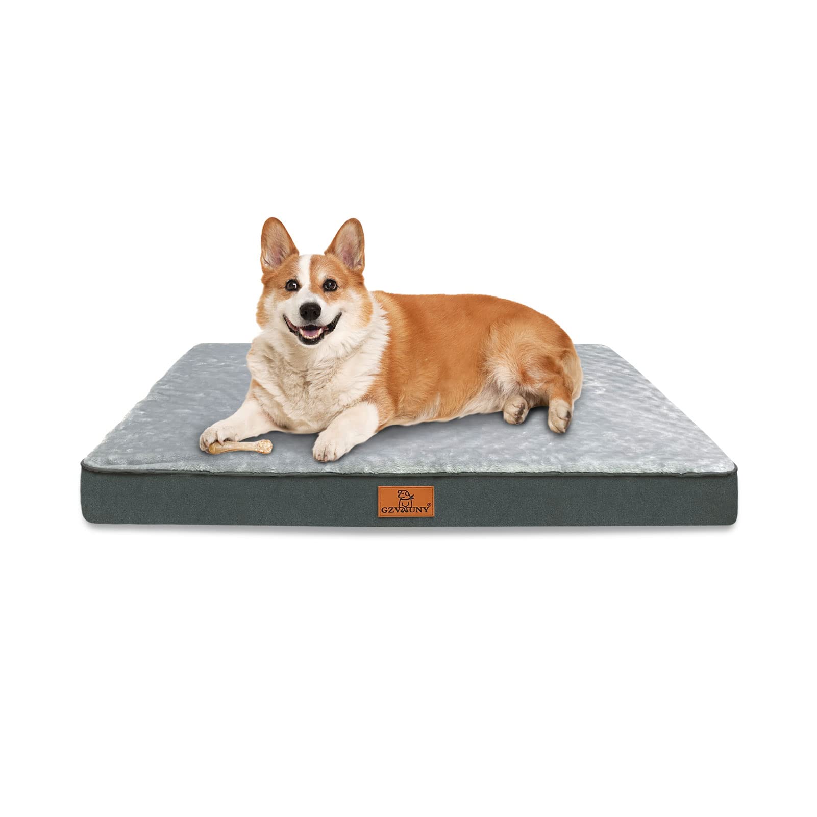 Gzvxuny Orthopedic Dog Bed for Medium, Large and Extra Large Dogs, Dog Bed with Removable Waterproof Cover, Egg Foam and Non-Slip Bottom, Pet Bed Machine Washable, Grey XL(104x74x10cm)