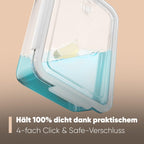 Classbach® C-FHD 4020 G Glass Food Storage Containers with Lid, Set of 3, Suitable for Microwave, Dishwasher, Freezer, Oven, Meal Prep Boxes, Glass, with Steam Valve, Glass Container with Lid