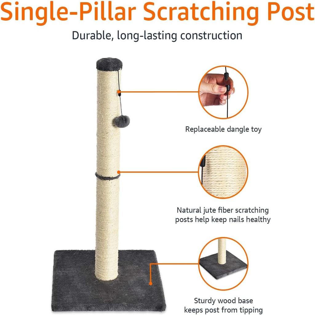 Amazon Basics Medium Cat Scratching Post, 40.01 x 40.01 x 80.01 cm, Grey