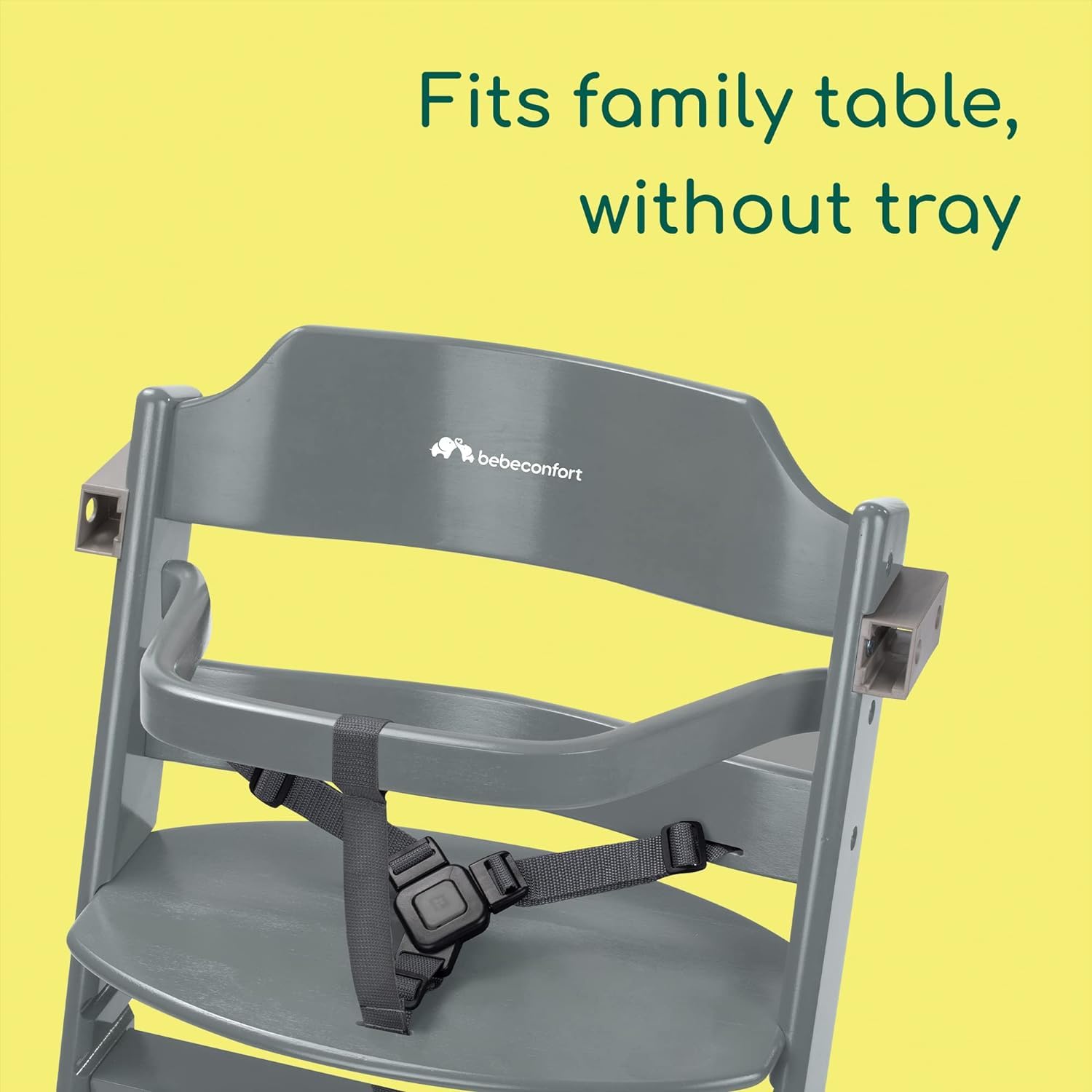 Bebeconfort Timba Evolutive Wooden High Chair, 6 Months-99 Years, Up to 110 kg, Baby High Chair, Removable Tray, Adjustable Seat & Footrest, 3-point Safety Harness, Fits Timba Baby, Natural Wood