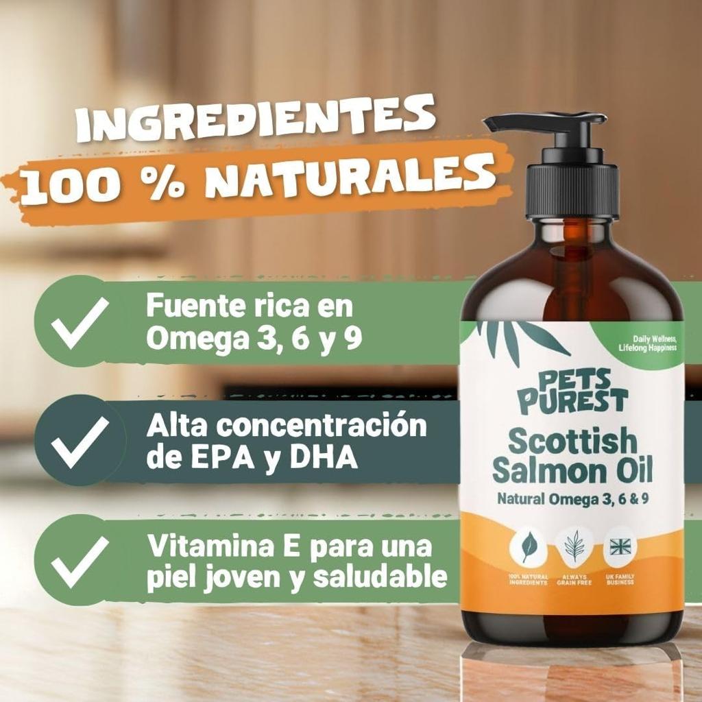 Pets Purest Scottish Salmon Oil For Dogs, Cats, Horse, Ferret - Pure Omega 3, 6 & 9 Fish Oil Food Treats Supplement for Natural Coat, Immune Support, Itchy Skin, Joint & Brain Health (500ml)
