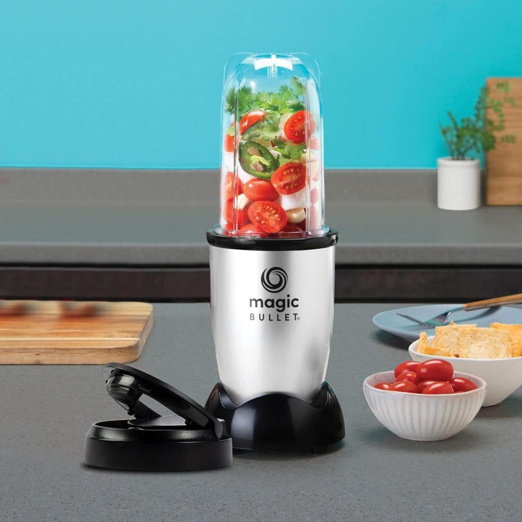 nutribullet magic bullet Starter Kit - All-in-one Food Processor & Blender - 10,000 RPM Speed - 4 Piece Kit with High Torque Power Base, Tall Cup & Flip Top Lid & Cross Blade - For Meal Prep