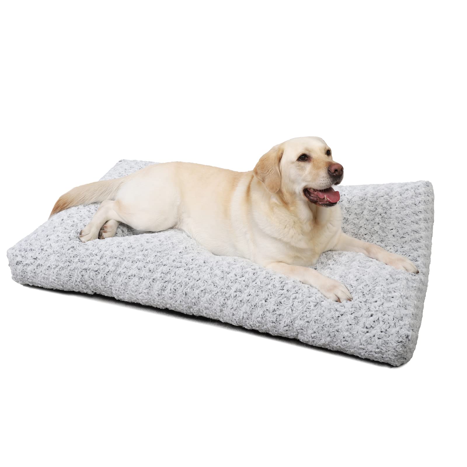 KSIIA Extra Large Dog Bed Washable, XL Calming Crate Mattress with Non Skid Bottom, Fluffy Anti Anxiety Dog Beds, Pet Pillow Cushion, Dark Grey, 105x70x9cm
