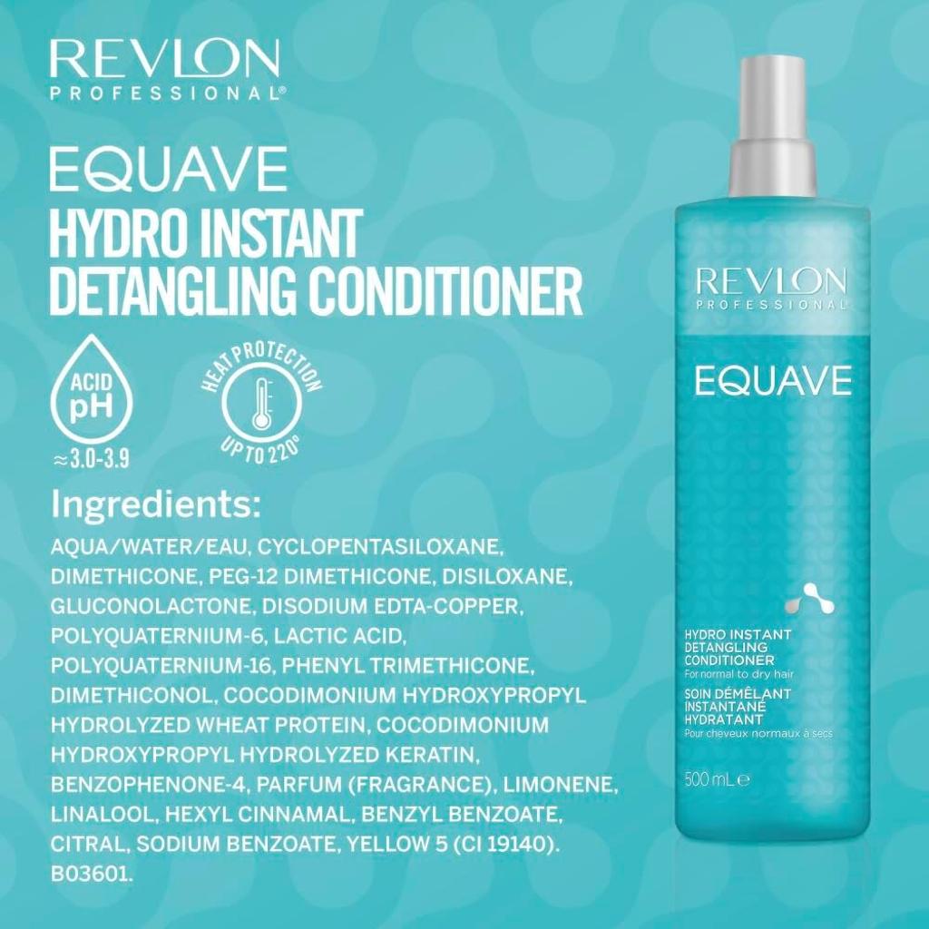 REVLON PROFESSIONAL Equave Hydro Bi-Phase Detangling Conditioner for Normal To Dry Hair, Leave-in Conditioner, Detangling Conditioner, Leave-in Conditioner with Heat Protection, Hair-Smoothing