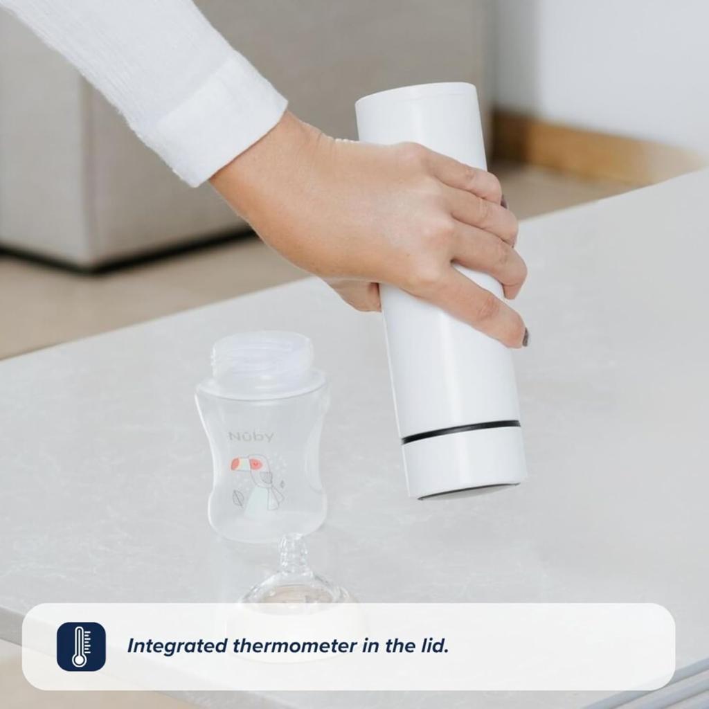 Nuby RapidCool Portable Baby Bottle Maker, Prepare A Formula Feed in Just 2 Minutes, Ideal for Travel Bottles and Night Feeds. Includes Milk Powder Dispenser and Digital Lid. No Filter Needed.