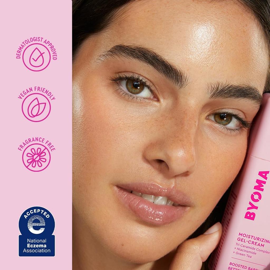 BYOMA Moisturising Gel Cream (50ml) Lightweight Oil Free Daily Moisturiser with Barrier Repair, Niacinamide and Green Tea, for All Skin Types - Alcohol Free, Vegan
