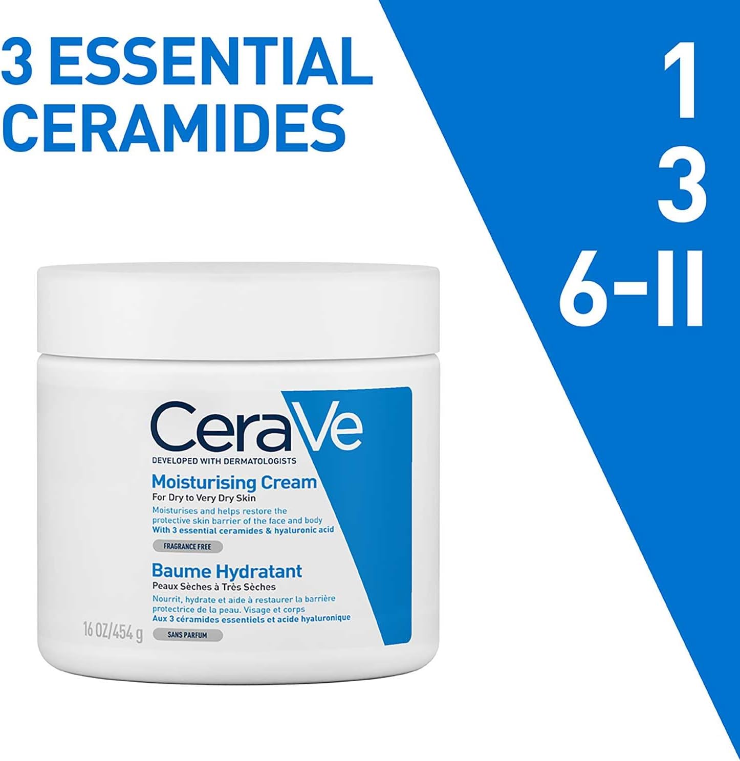 CeraVe Moisturising Cream Pot with Hyaluronic Acid and 3 Essential Ceramides for Dry to Very Dry Skin 454g