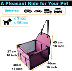 GoBuyer Waterproof Pet Dog Car Seat Booster Carrier Box and Basket with Seat Belt Harness Restraint for Puppy Cat Travel (Black, Standard 40x40cm)
