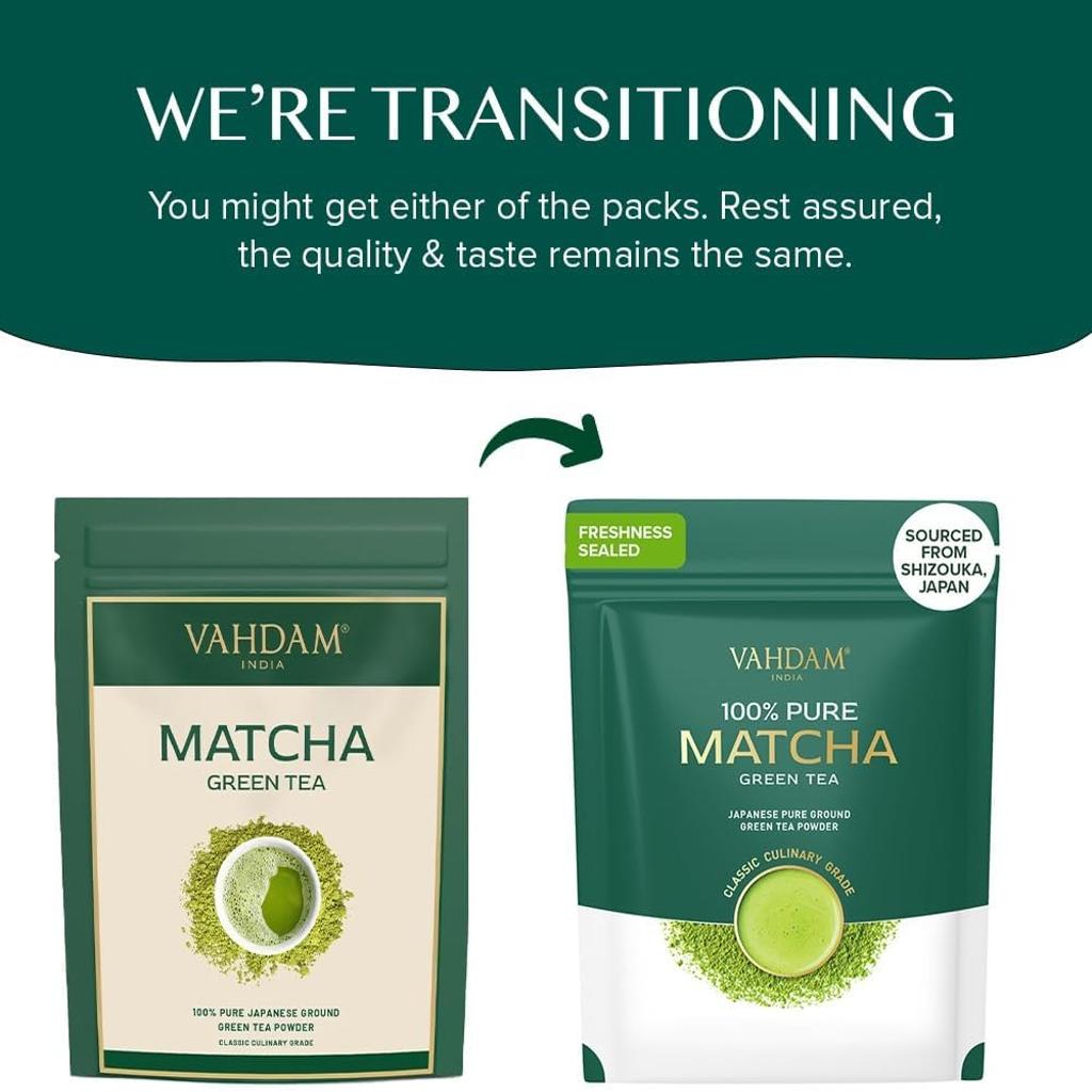 VAHDAM, Matcha Green Tea (100g) 100% Pure Authentic Japanese Matcha Green Tea Powder - Matcha Premium Grade From Japan - Japanese Green Tea Powder