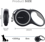Edipets, Retractable Dog Lead, 3, 5 and 8 Metres, Extendable, Flexible Band for Walks, Dog Leash (Grey, 8 Metres)