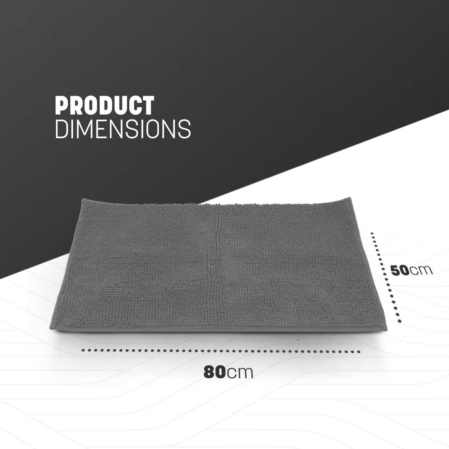 KEPLIN Non-Slip Microfibre Bath & Toilet Mat - Soft, Plush & Comfortable Rug with Machine Washable Design - Water Absorbent & Quick Drying to Keep Bathroom & Home Hygienic & Clean-(40x60cm) Light Grey