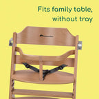 Bebeconfort Timba Evolutive Wooden High Chair, 6 Months-99 Years, Up to 110 kg, Baby High Chair, Removable Tray, Adjustable Seat & Footrest, 3-point Safety Harness, Fits Timba Baby, Natural Wood