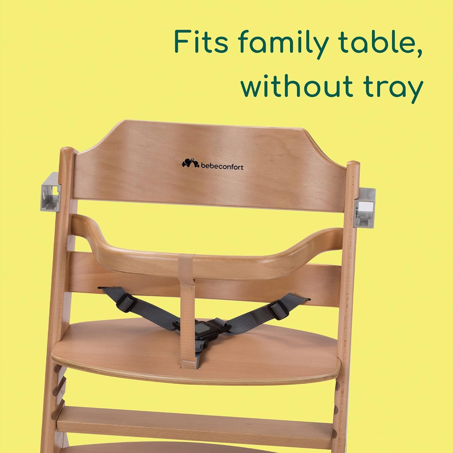 Bebeconfort Timba Evolutive Wooden High Chair, 6 Months-99 Years, Up to 110 kg, Baby High Chair, Removable Tray, Adjustable Seat & Footrest, 3-point Safety Harness, Fits Timba Baby, Natural Wood