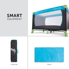 Travel Cot 120 x 60 cm from Birth to 15 kg, 3-Part Travel Bed with Folding Mattress and Carry Bag, Tilt-Resistant, Waterblue