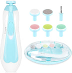 Qunlions Life Baby Electric Nail File, 8 In 1 Safe Trimmer, Clippers With 6 Grinding Heads And Light, Care Kit For All Ages Blue1