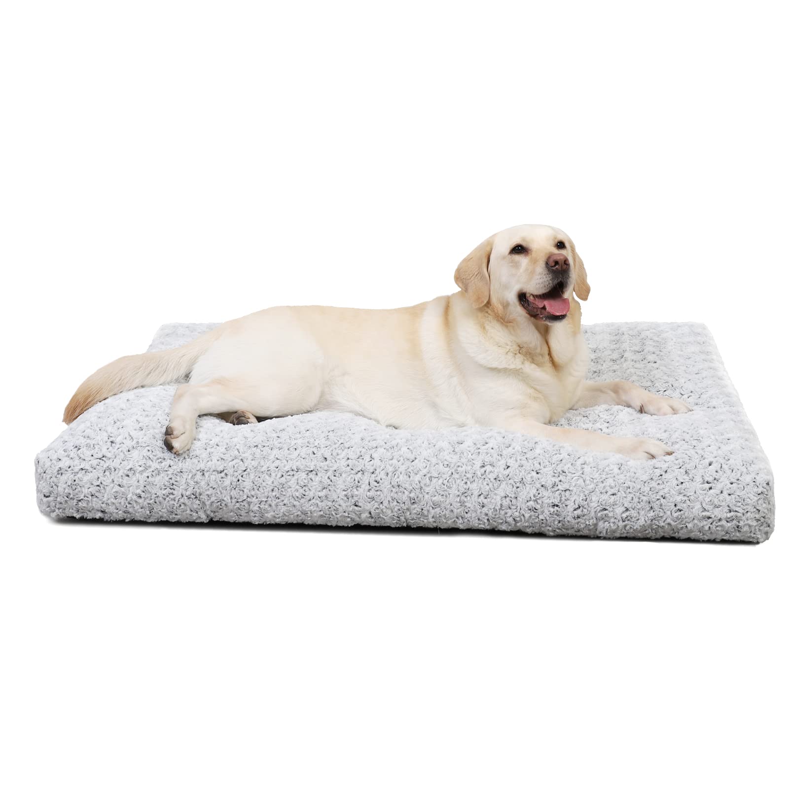 KSIIA Extra Large Dog Bed Washable, XL Calming Crate Mattress with Non Skid Bottom, Fluffy Anti Anxiety Dog Beds, Pet Pillow Cushion, Dark Grey, 105x70x9cm