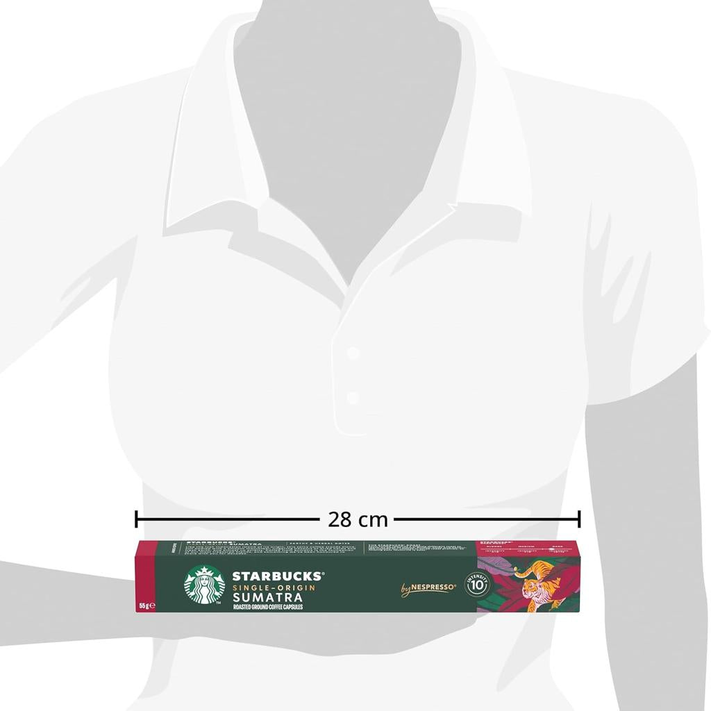 STARBUCKS Single-Origin Sumatra by Nespresso, Dark Roast, Coffee Capsules 6 x 10 (60 Capsules)