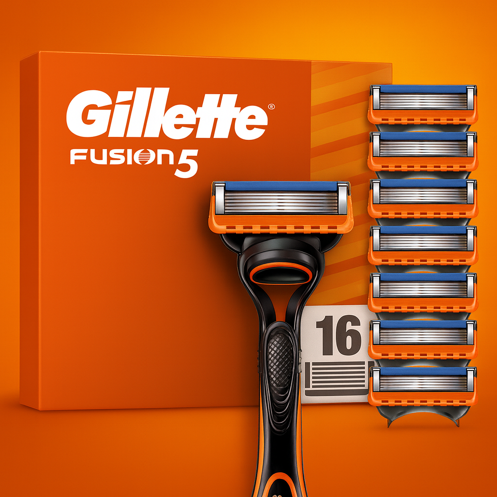 Gillette Fusion5 Razor Blades Men, Pack of 16 Razor Blade Refills with Precision Trimmer, 5 Anti-Friction Blades, Suitable for Mailbox