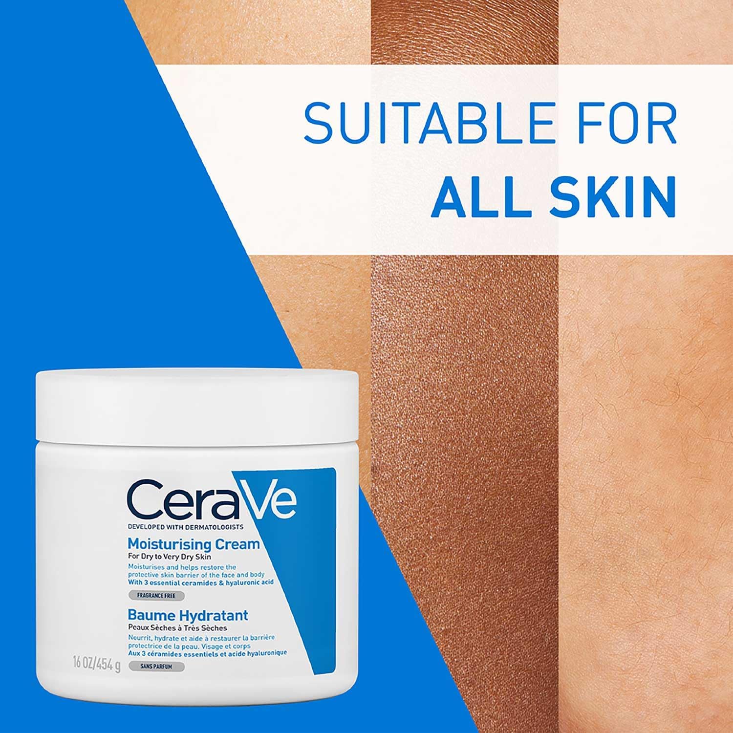 CeraVe Moisturising Cream Pot with Hyaluronic Acid and 3 Essential Ceramides for Dry to Very Dry Skin 454g
