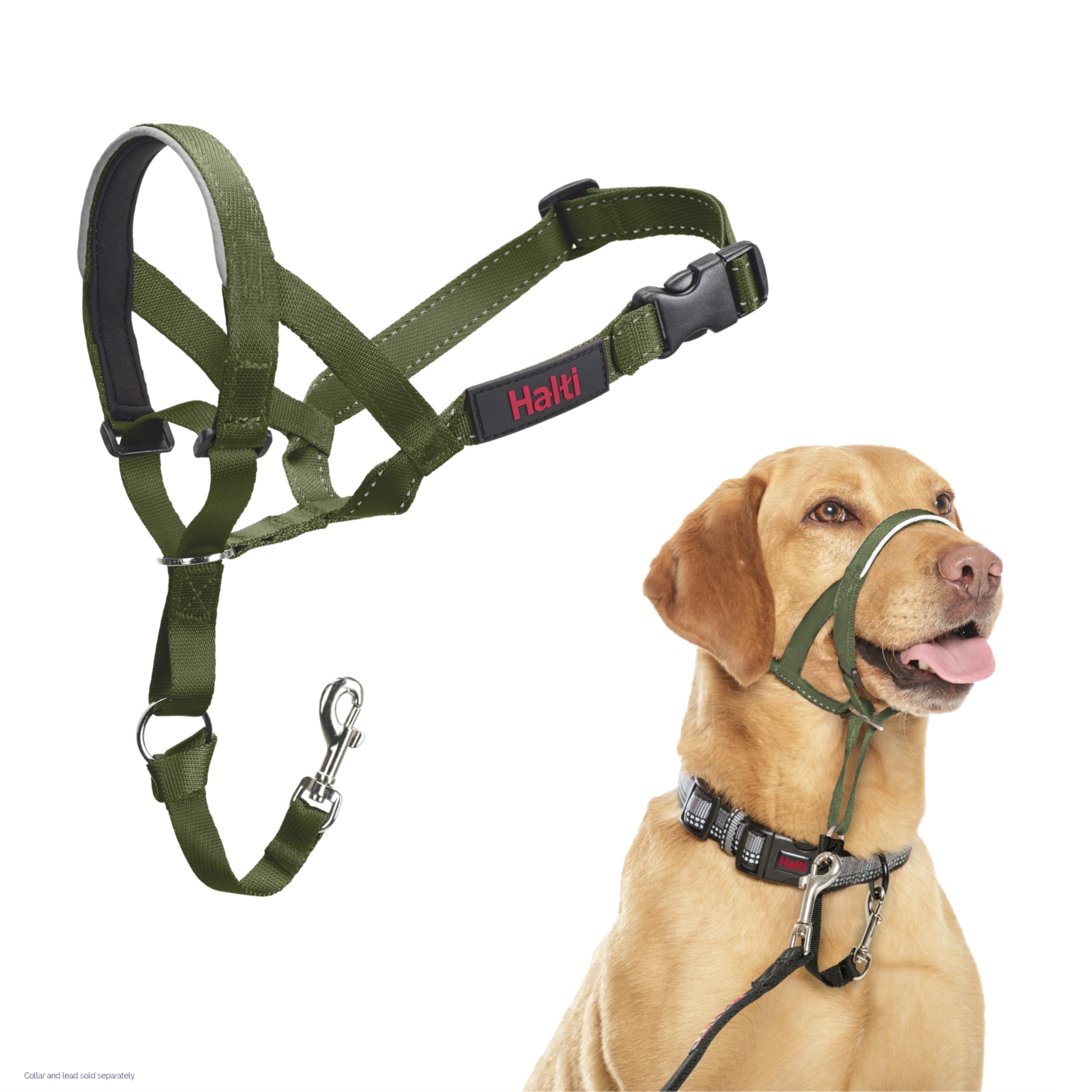 HALTI Headcollar - To Stop Your Dog Pulling on the Leash. Adjustable, Reflective and Lightweight, with Padded Nose Band. Dog Training Anti-Pull Collar for Large Dogs (Size 5, Black)