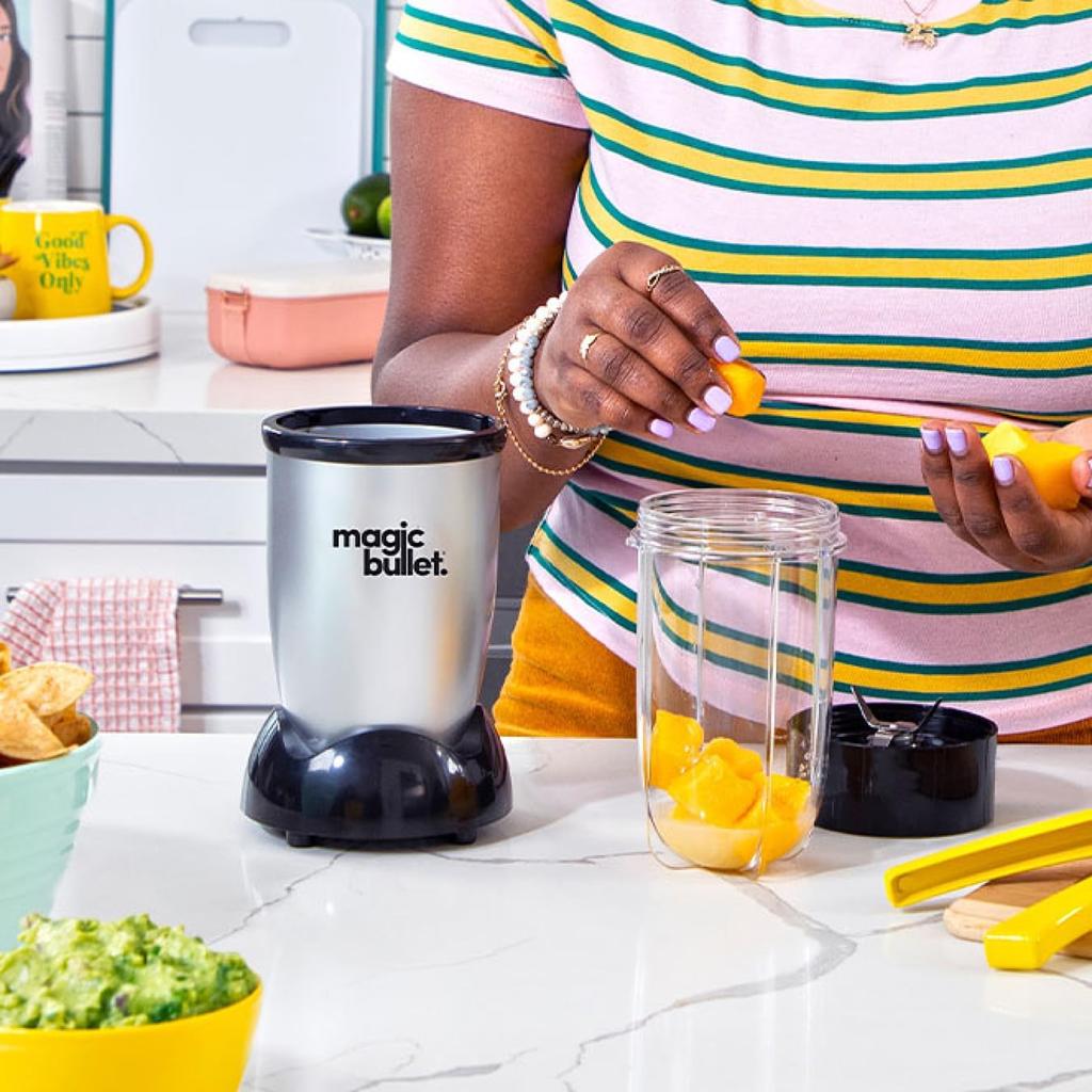 nutribullet magic bullet Starter Kit - All-in-one Food Processor & Blender - 10,000 RPM Speed - 4 Piece Kit with High Torque Power Base, Tall Cup & Flip Top Lid & Cross Blade - For Meal Prep