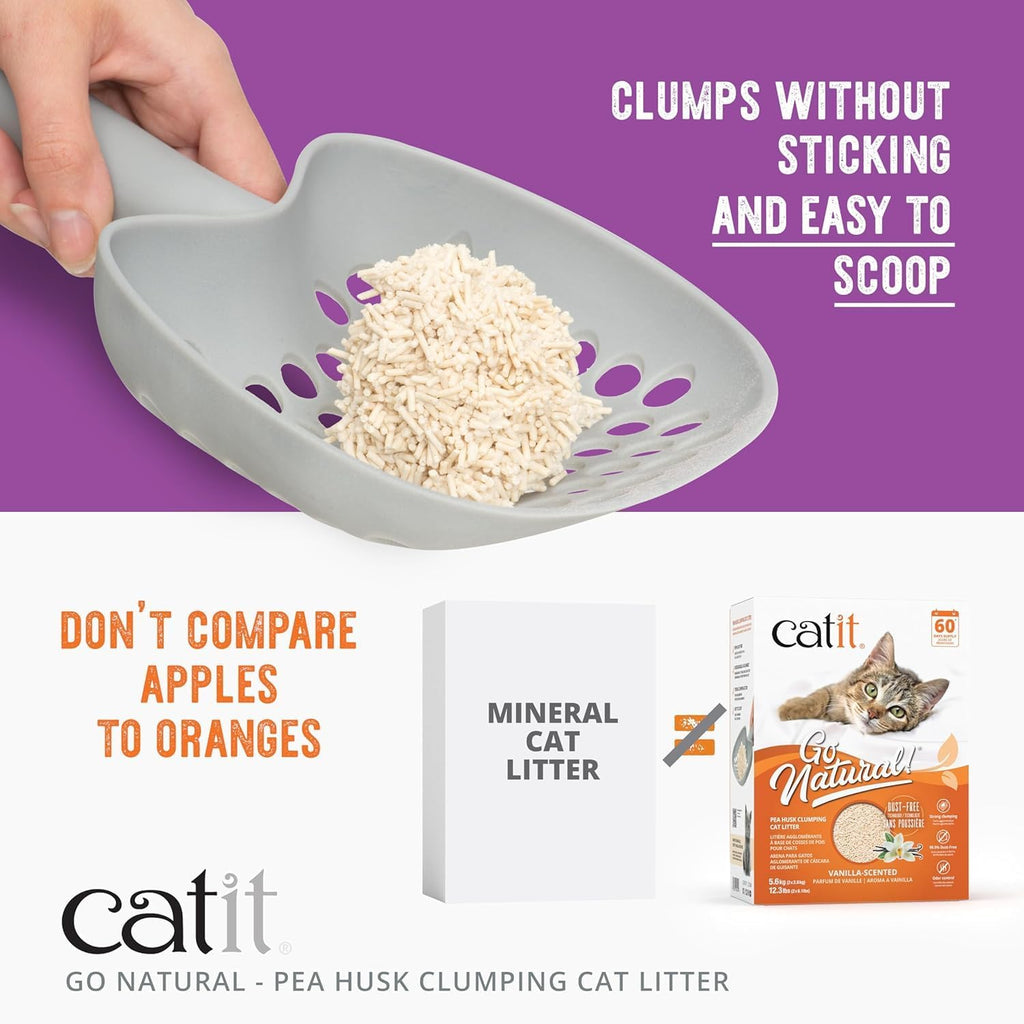 Catit Go Natural Lavender Scented Pea Husk Clumping Cat Litter, Deodorising, 99.9% Dust-Free, Fast Clumping Cat Litter, Plant-Based Litter for Cats & Kittens, 5.6kg (2 x 2.8kg)