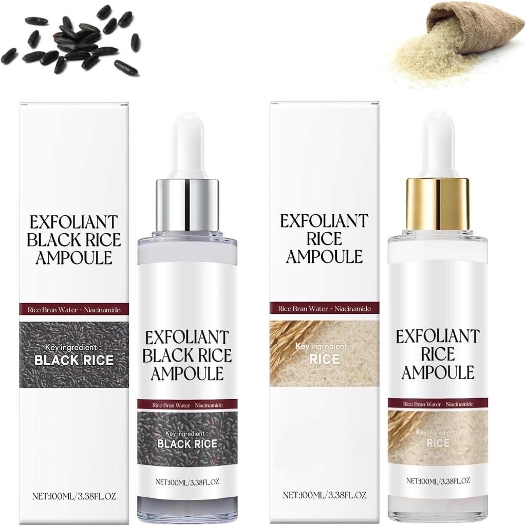 Peel Shot Glow Rice Ampoule Duo, Peel Shot Black Rice Ampoule White Rice Peeling Serum, Black and White Rice as Exfoliation, Open Pores, Gentle Exfoliation, Blackhead Remover (Both, 100 ml)