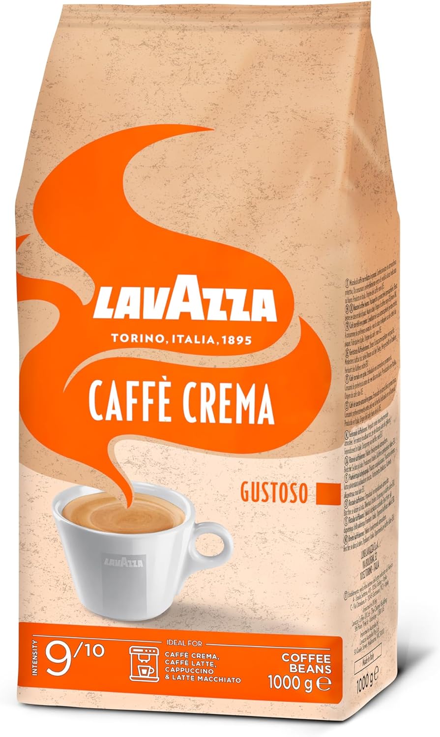 Lavazza, Caffè Crema Gustoso, Coffee Beans for Espresso Machines, with Spicy and Nutty Aroma, for a Strong Flavour, Arabica and Robusta, Intensity 9/10, Medium Roast, 1 kg Pack