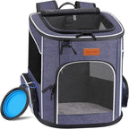 morpilot Cat Carrier Backpack, Foldable Pet Carrier Backpack for Cats and Small Dogs, Dog Backpack Carrier with Ventilated Design Inner Safety Strap, Puppy Carrier Bag for Travel Camping Hiking blue [Energy Class A]
