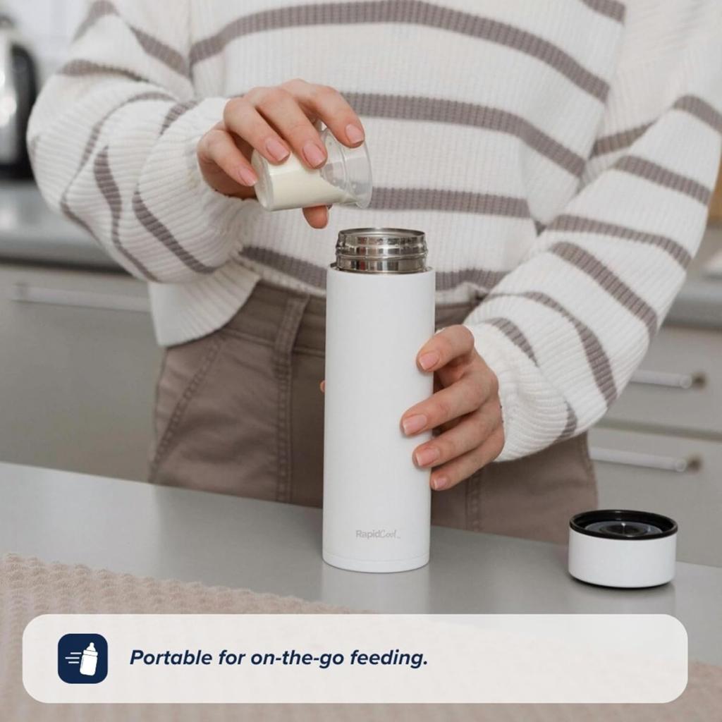 Nuby RapidCool Portable Baby Bottle Maker, Prepare A Formula Feed in Just 2 Minutes, Ideal for Travel Bottles and Night Feeds. Includes Milk Powder Dispenser and Digital Lid. No Filter Needed.