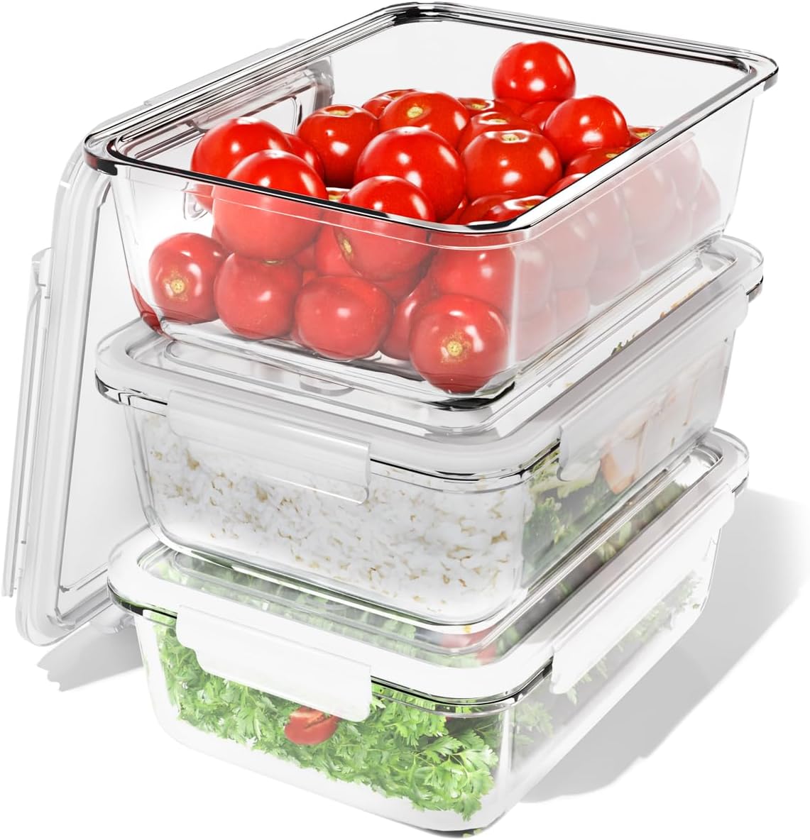 Classbach® C-FHD 4020 G Glass Food Storage Containers with Lid, Set of 3, Suitable for Microwave, Dishwasher, Freezer, Oven, Meal Prep Boxes, Glass, with Steam Valve, Glass Container with Lid