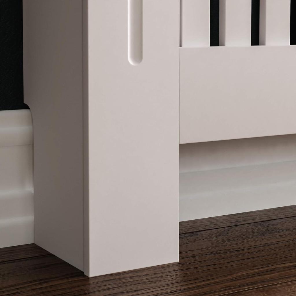 Vida Designs Arlington Radiator Cover White Modern Painted MDF Cabinet, Slats, Grill, Wood Top Shelf, Medium (H: 83.3 / W: 111 / D: 19 cm)