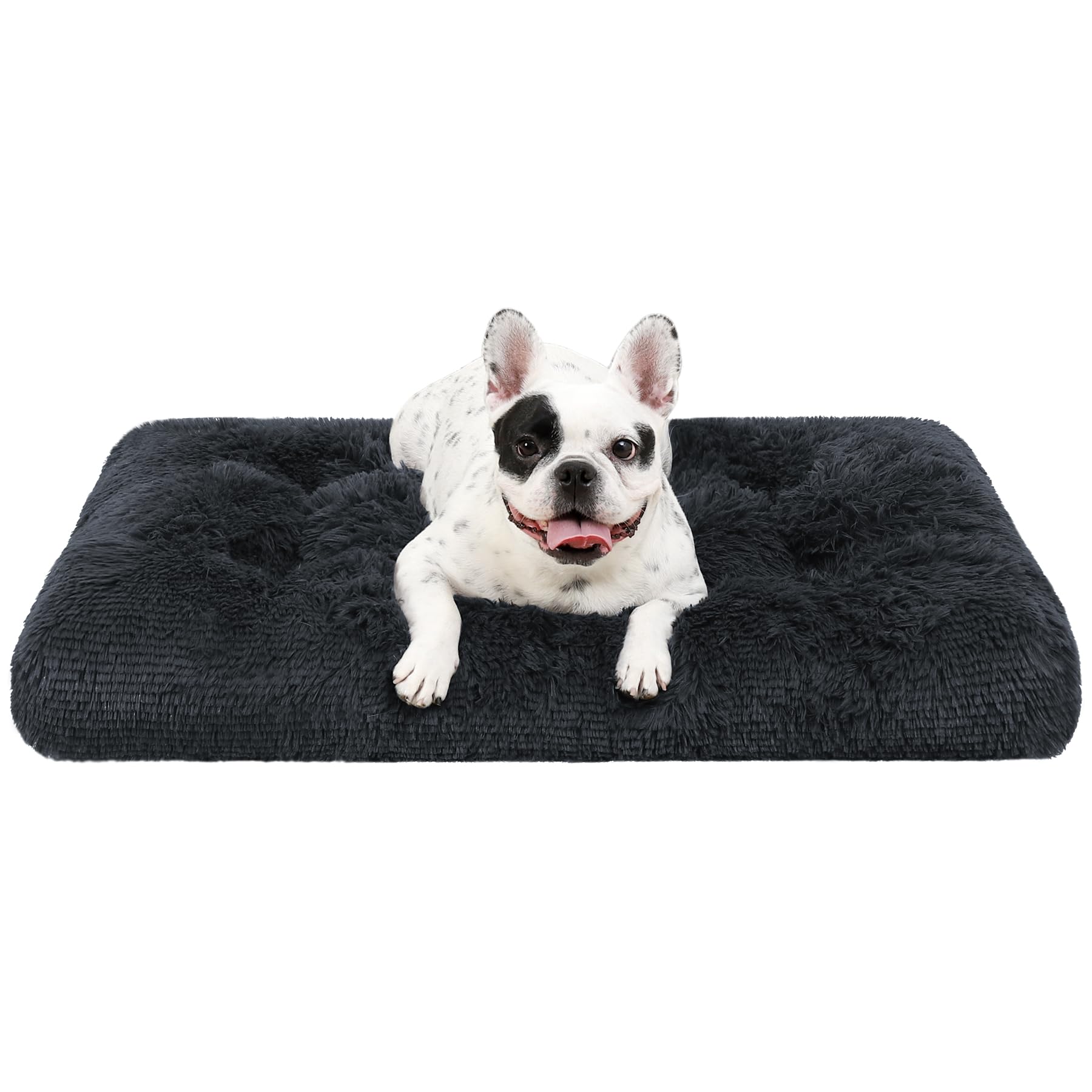 KSIIA Extra Large Dog Bed Washable, XL Calming Crate Mattress with Non Skid Bottom, Fluffy Anti Anxiety Dog Beds, Pet Pillow Cushion, Dark Grey, 105x70x9cm