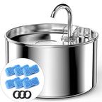 Cat Water Fountain: Stainless Steel Pet Water Fountains Indoor Metal Automatic Cat/Dog Waterer Bowls Faucet Bottle Watering Pets 24/7 Running Water Dispenser for Drinking
