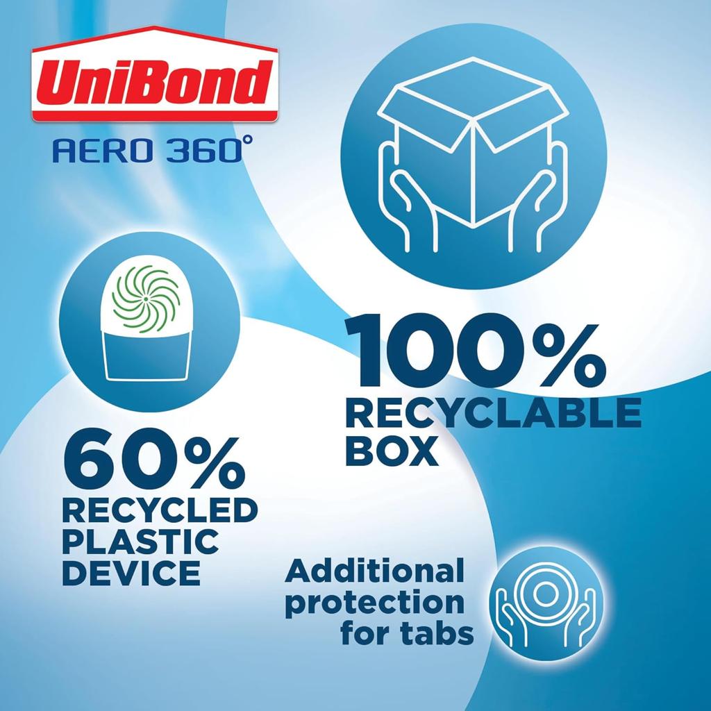 UniBond AERO 360° Moisture Absorber Neutral Refill Tab, ultra-absorbent and odour-neutralising, for AERO 360° Dehumidifier, Condensation Absorbers, 450 g (Pack of 4)