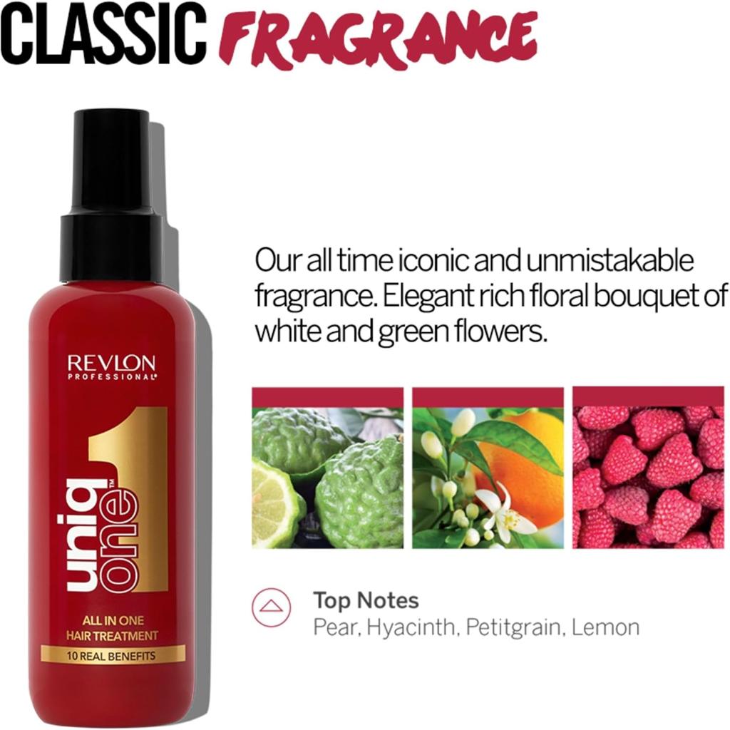 Revlon Professional UniqOne 10 in 1 Hair Mask Spray - Heat Protector for Hair - Rinse-Free Hair Care - Vegan Formula Hair Spray - All Hair Types - 150ml