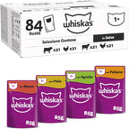 whiskas 1+ Adult Classic Selection in Gravy 84 Pouches, Adult Wet Cat Food, Megapack (84 x 85 g)